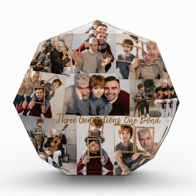 octagonal photo block - 9 photos text-personalised (Front)