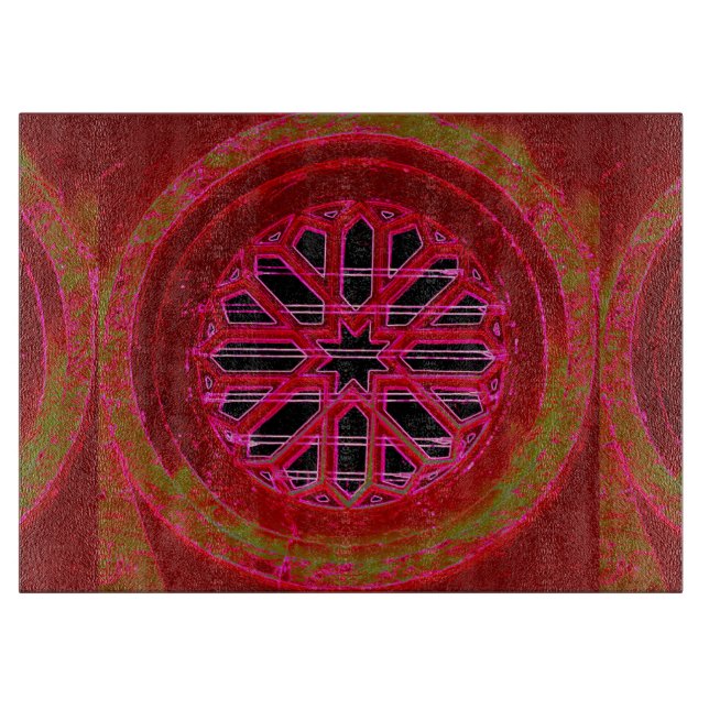 octagonal window red cutting board (Front)