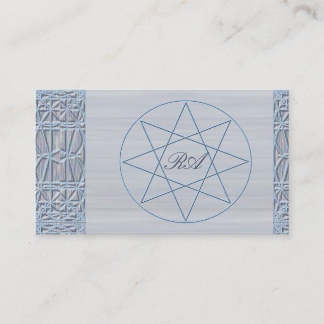 Octagram Blue Introduction Business Card (Front)