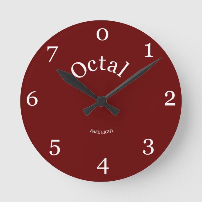 Octal clock live your life in base 8 red (Front)