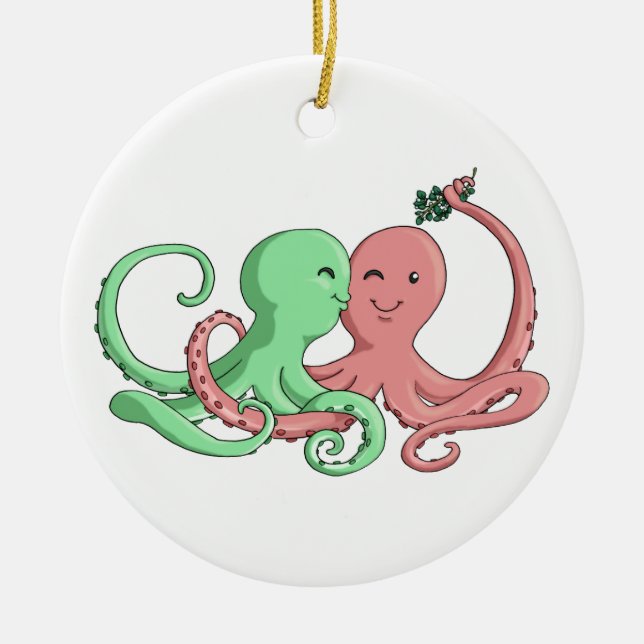 Octi Mistletoe Ceramic Tree Decoration (Front)