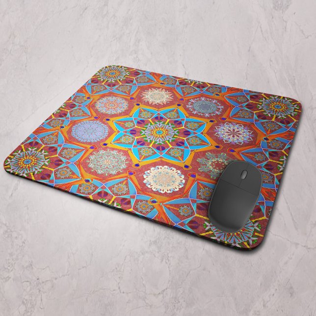 Octo brightener arabesque Moorish red style  Mouse Mat (Creator Uploaded)