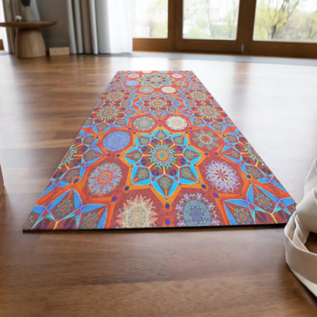 Octo brightener arabesque Moorish red Yoga Mat (Creator Uploaded)