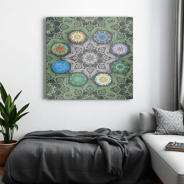 Octo brightener arabesque Moorish stone green Canvas Print (Creator Uploaded)