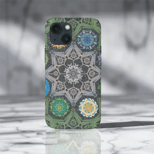 Octo Brightener Arabesque Moorish Stone Green iPhone 13 Mini Case