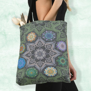 Octo brightener arabesque Moorish Stone Green Tote Bag