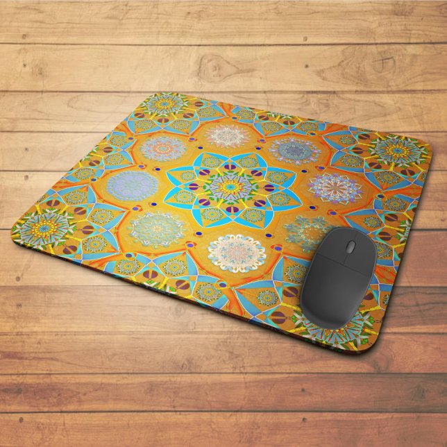 Octo brightener arabesque Moorish tangerine style  Mouse Mat (Creator Uploaded)