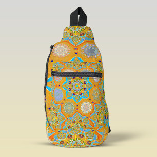 Octo brightener arabesque Moorish tangerine style Sling Bag