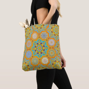 Octo brightener arabesque Moorish tangerine style Tote Bag