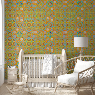 Octo brightener arabesque moorish tangerine wallpaper