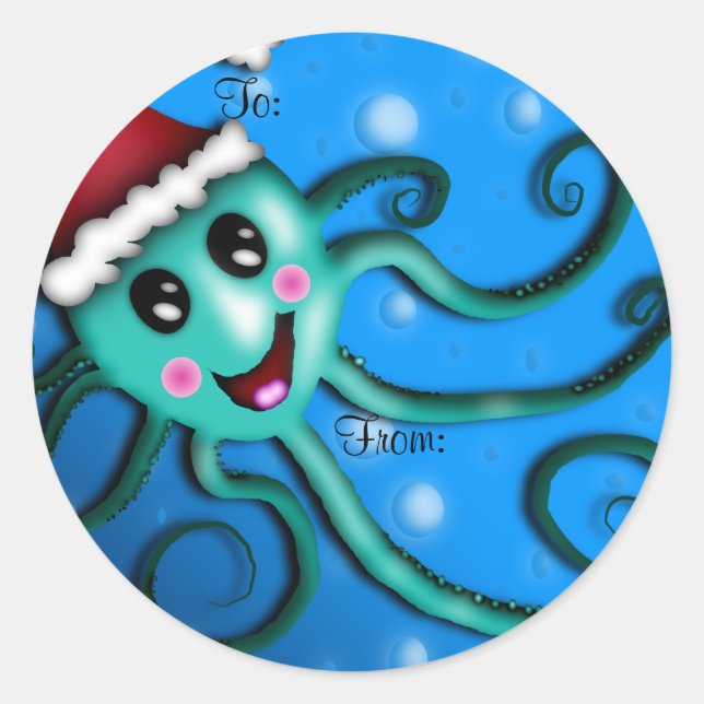 Octo Claus, gift tag (Front)
