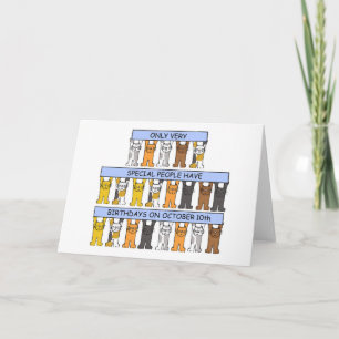 October 10th Birthday Cats Card