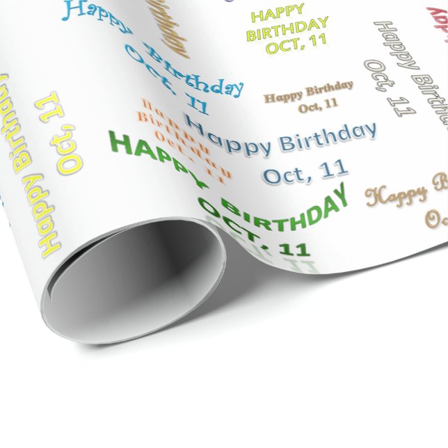 October, 11 Birthday Gift Wrapping Paper (Roll Corner)