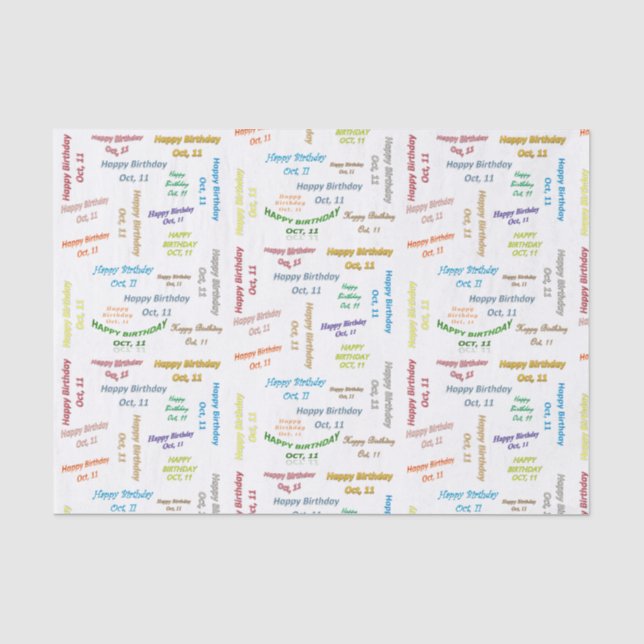 October, 11 Birthday Tissue Paper (Front)