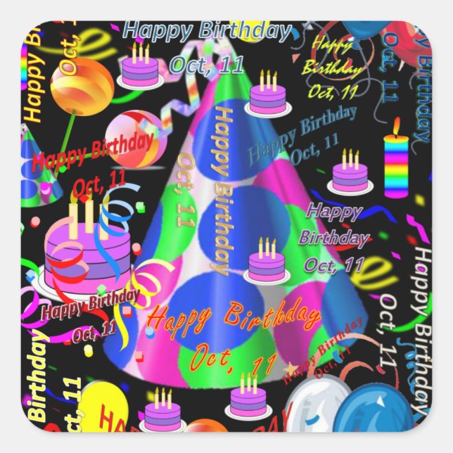 October, 11 Kids Birthday Stickers (Front)