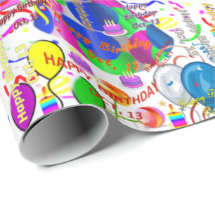 October, 13 Birthday Gift Wrapping Paper