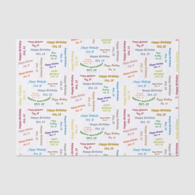 October, 13 Birthday Tissue Paper (Front)