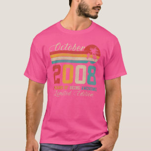 October 14 Year Old Vintage 2008 14th Birthday T-Shirt
