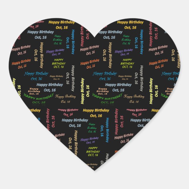 October, 16 Birthday Sticker (Front)