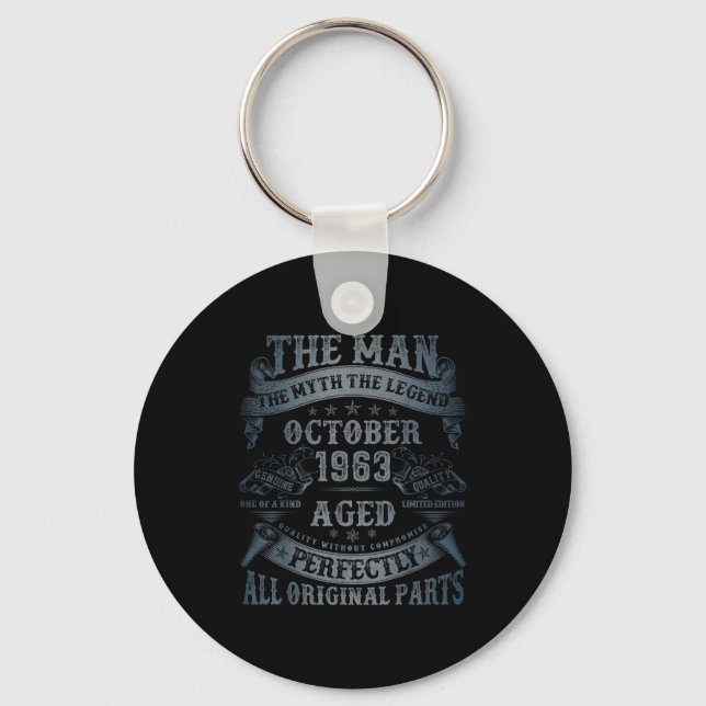 October 1963 62 Year Old Bday For Men 62nd Birthda Key Ring (Front)