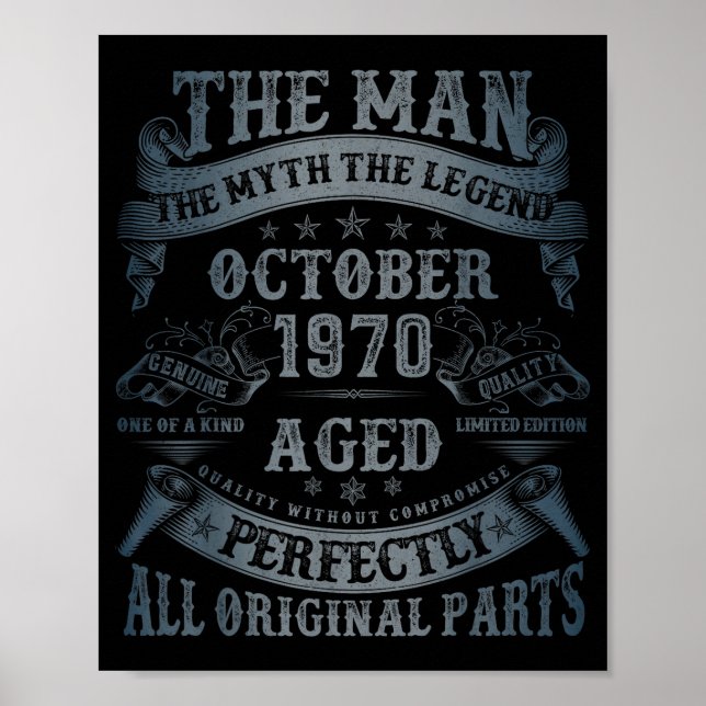 October 1970 55 Year Old Bday For Men 55th Birthda Poster (Front)