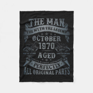October 1970 55 Year Old Bday Gifts For Men 55th B Fleece Blanket