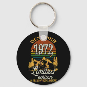 October 1972 Sunset 50 Years Old 50th Birthday Key Ring