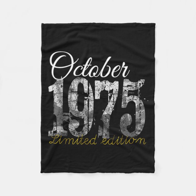October 1975 Tee 50 Year Old Shirt 1975 50th Birth Fleece Blanket (Front)