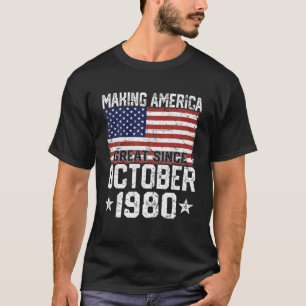 October 1980 American Flag 41St Birthday Gifts 41 T-Shirt
