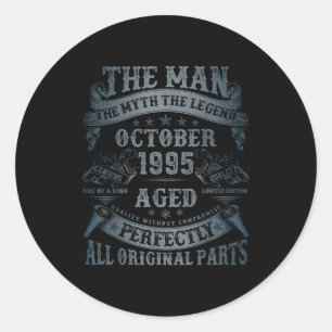 October 1995 30 Year Old Bday For Men 30th Birthda Classic Round Sticker