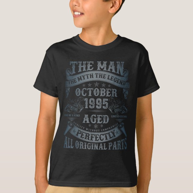 October 1995 30 Year Old Bday For Men 30th Birthda T-Shirt (Front)