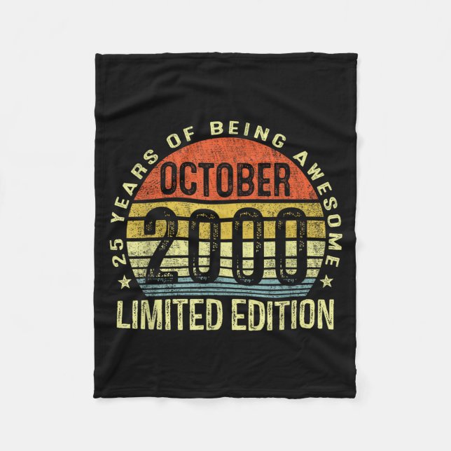 October 2000 25th Birthday For Men Women 25 Year O Fleece Blanket (Front)