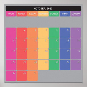 October 2023 planer calendar colour days poster