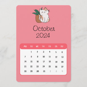 October 2024 Stand Alone Cat And Plant Calendar Menu
