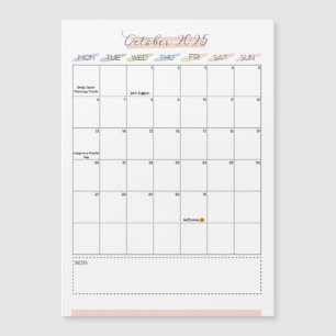 October 2025 Magnetic Calendar