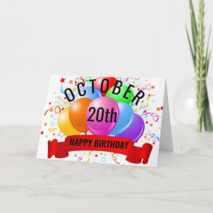 October 20th Birthday Card