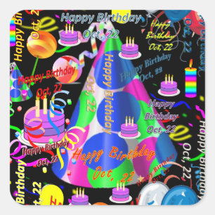 October, 22 Kids Birthday Stickers
