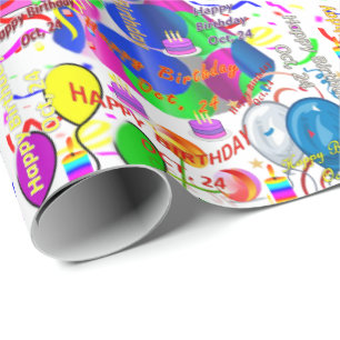 October, 24 Birthday Gift Wrapping Paper