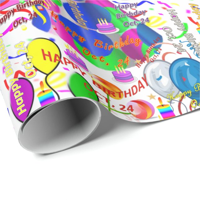 October, 24 Birthday Gift Wrapping Paper (Roll Corner)