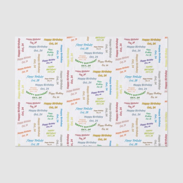 October, 24 Birthday Tissue Paper (Front)