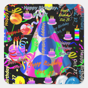 October, 27 Kids Birthday Stickers