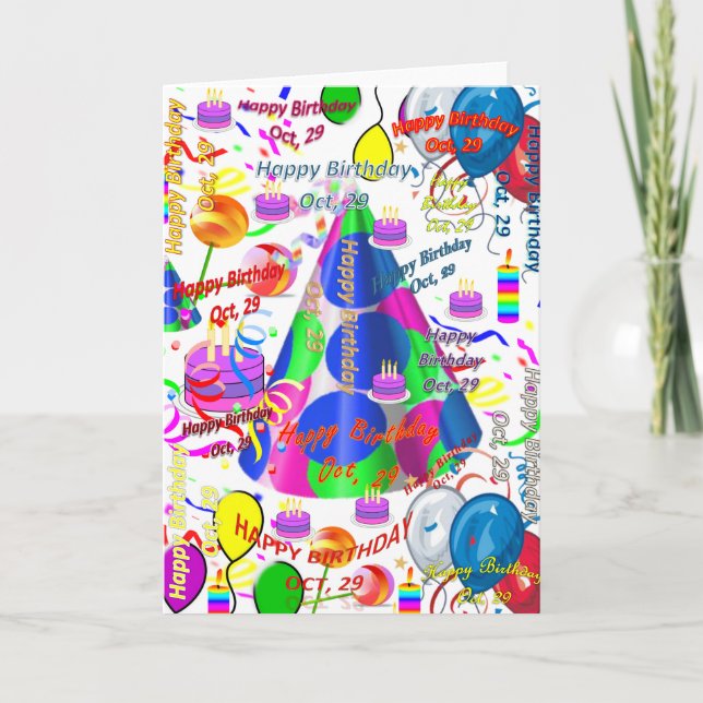 October, 29 Birthday Greeting Card Folded (Front)
