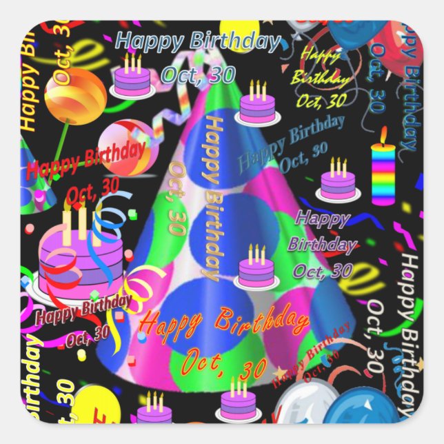 October, 30 Kids Birthday Stickers (Front)