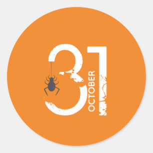 October 31 Black Spider Halloween Classic Round Sticker