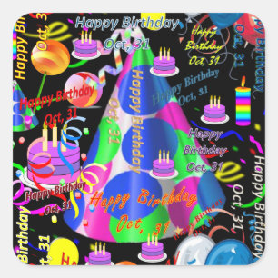 October, 31 Kids Birthday Stickers