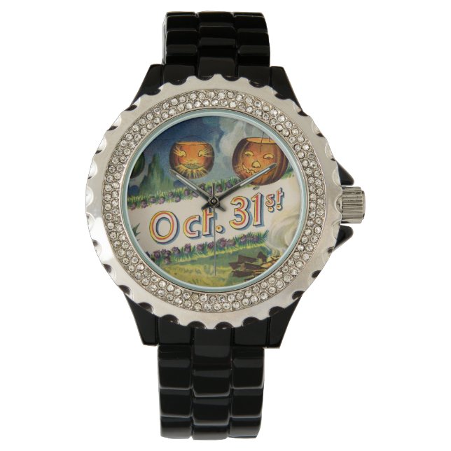 October 31st Jack O Lantern Vintage Halloween Watch (Front)