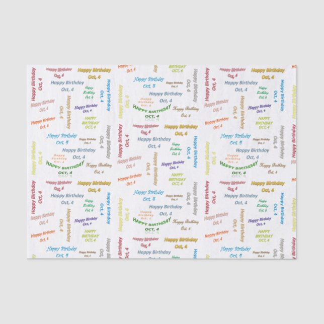 October, 4 Birthday Tissue Paper (Front)