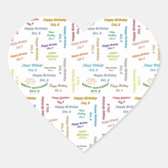 October, 6 Birthday Sticker (Front)