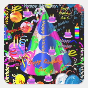 October, 6 Kids Birthday Stickers