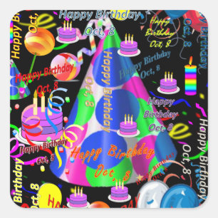 October, 8 Kids Birthday Stickers